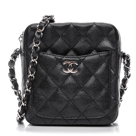 chanel caviar quilted camera case black|Chanel Quilted Caviar O.